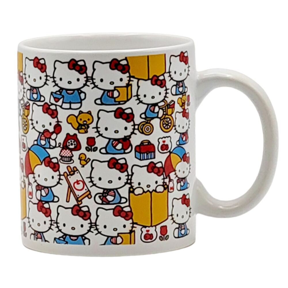 Sanrio Hello Kitty All Over Print Japanese Anime Cartoon White Ceramic Mug 16 OZ